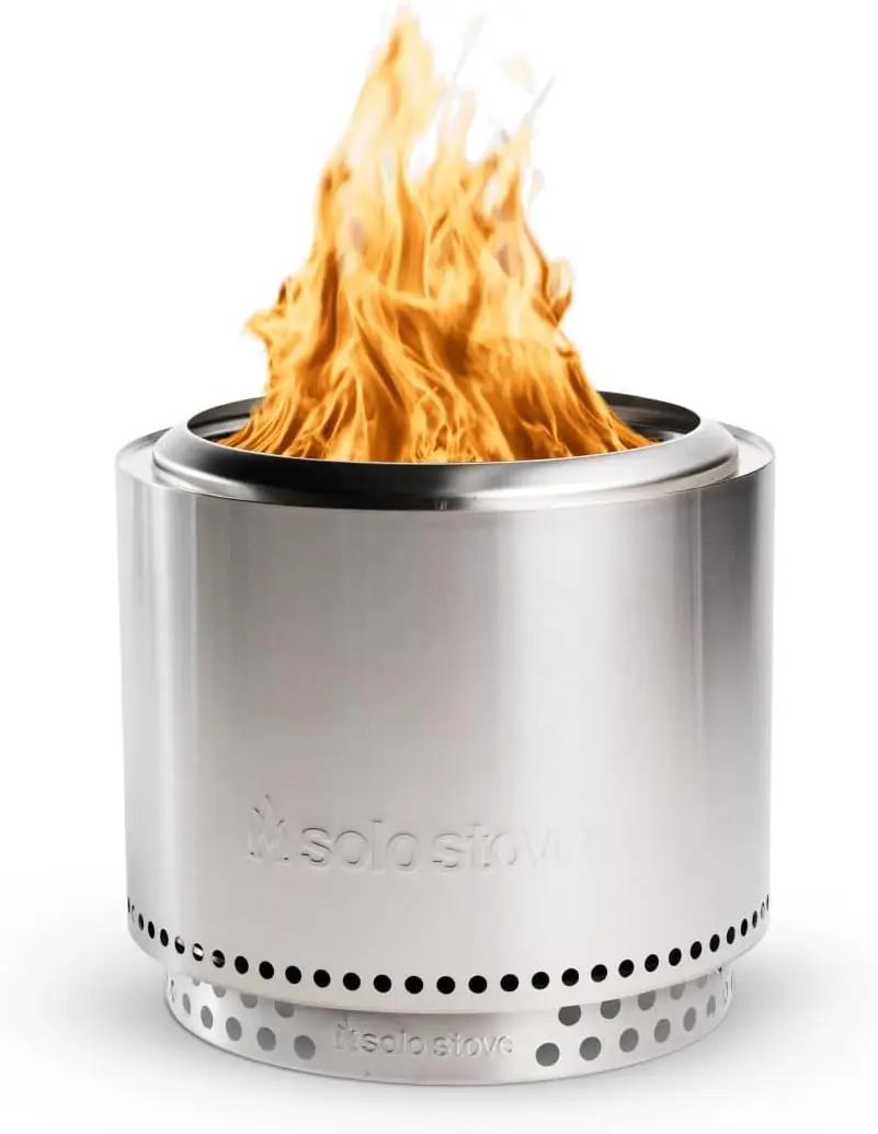 Smokeless Outdoor Fireplace for 4–6 People - Portable Stainless Steel, with Stand and Removable Ash Pan