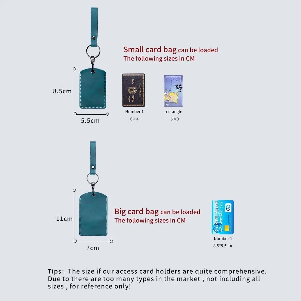 Bag Hook Card Holder Door Lock Clips Leather Key Holder Cow Leather Keychain ID Card Case Key Tag Ring