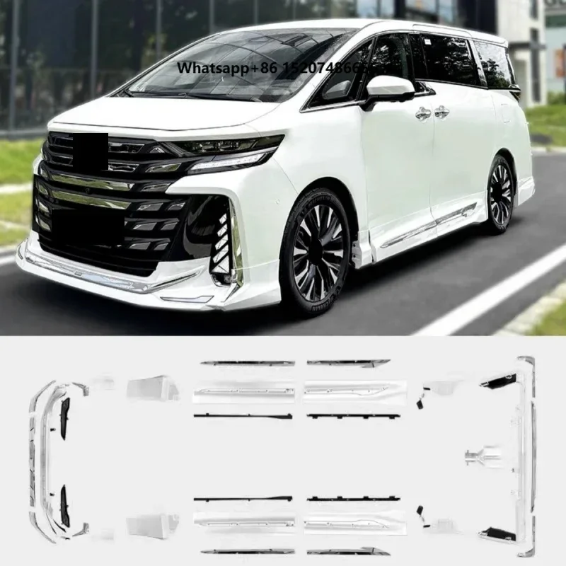 White Body Kit for Alphard 40 Series 2024 Modified Front Shovel Side Skirts Rear Lip ABS Material