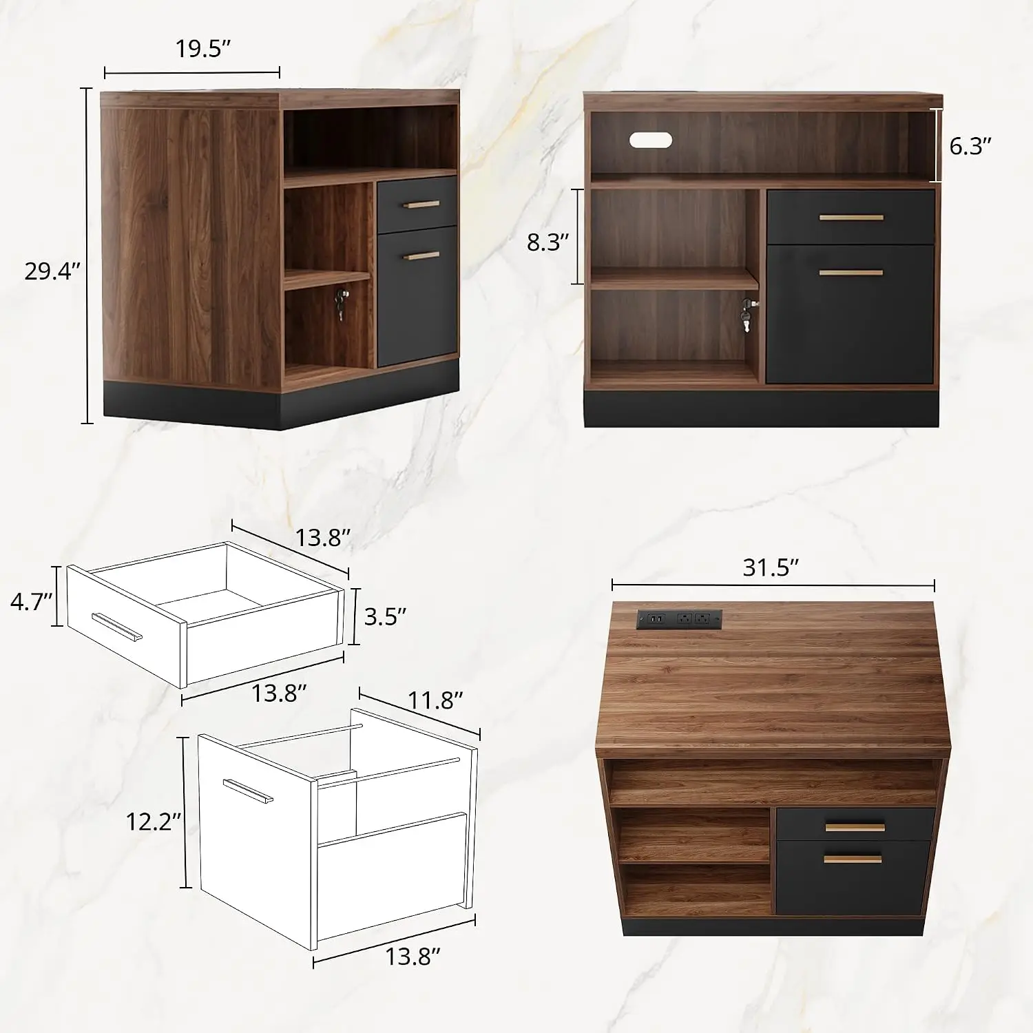 2 Drawer Lateral File Cabinet With Lock For Home Office, Customized