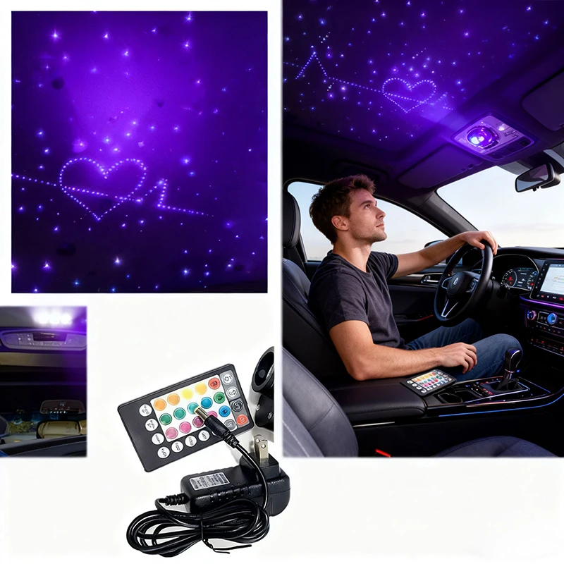 Smart APP Optical fiber Light 16w Star Control  Starry Car LED Kid Room RGBW COLOR 12V RF control WAPP goods