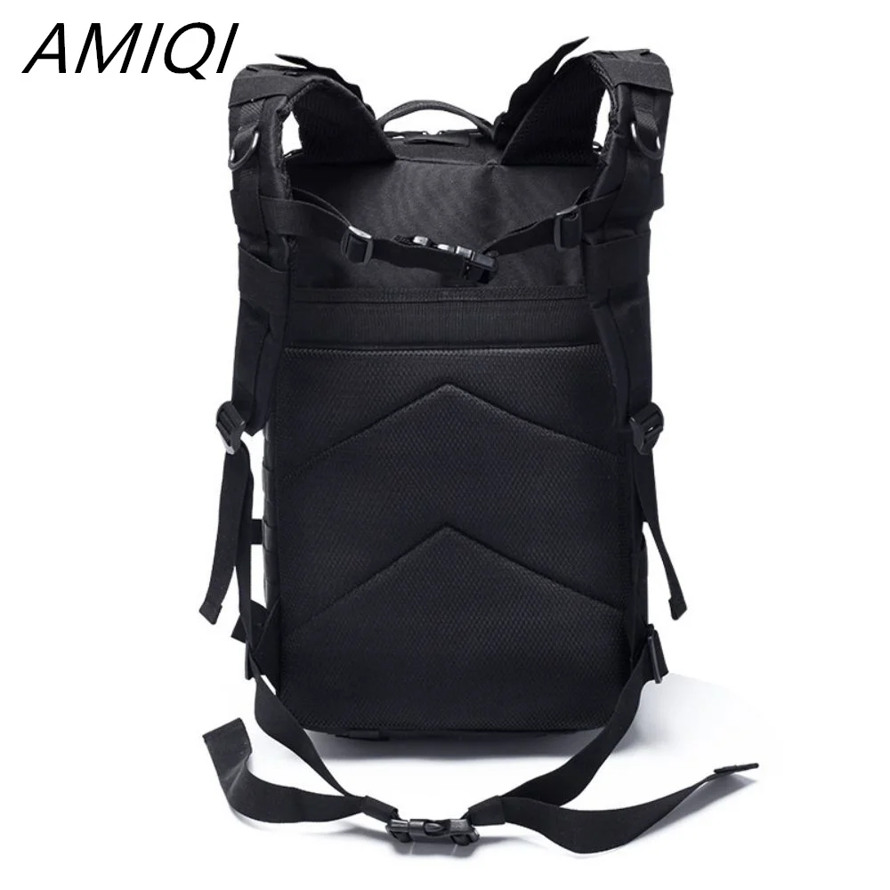 AMIQI Large Capacity Backpack Molle Rucksack 3P Men Outdoor Hiking Camping Waterproof Bag Camping Equipment Blac