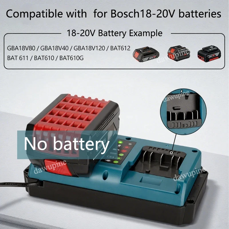 

Power Tool Accessories for Bosch 14.4V 18V Lithium Battery 2 Ports Mini Fast Charger BAT614 BAT618 GBA18V80 Replace for GAX1418V