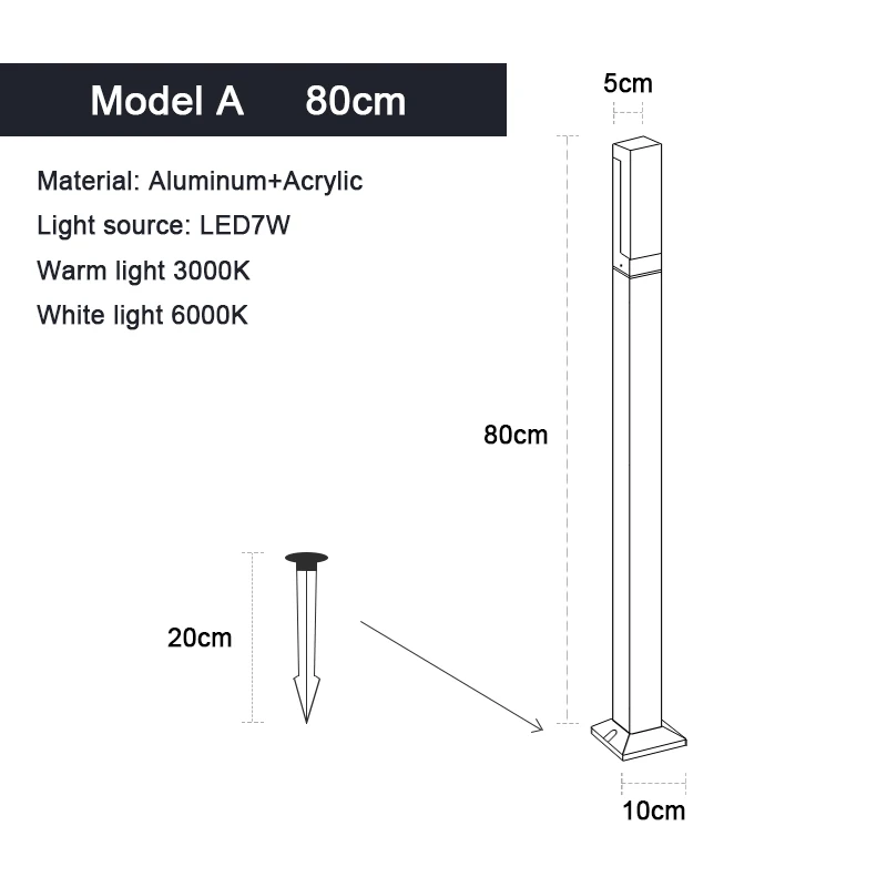 Waterdichte Ip65 Led Gazon Licht 110V 220V Aluminium Acryl Straatlantaarn 30 40 60 80 100Cm Voor Tuin Binnenplaats Villa Verlichting - afbeelding 1