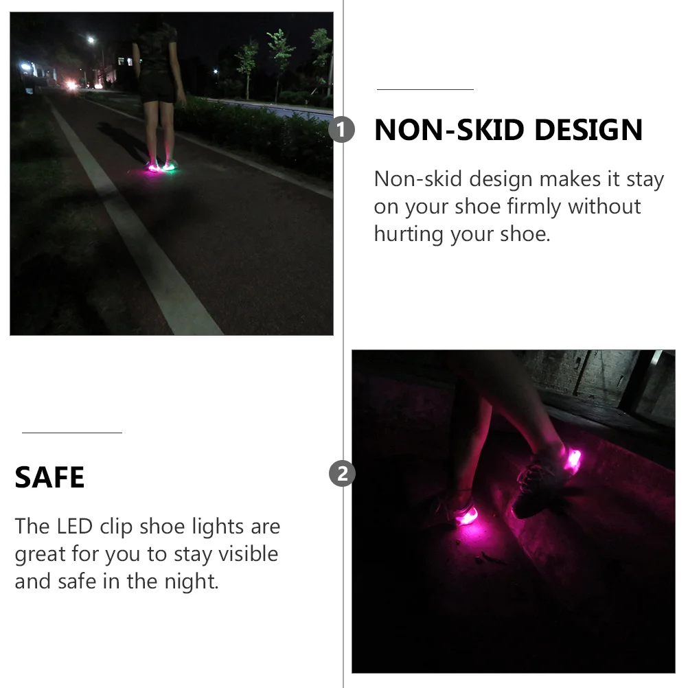 

2Pcs Night Running Safety LED Shoe Clip Lights Flash Gear Lamps Non-Slip Design for Cycling Jogging Walking Visibility
