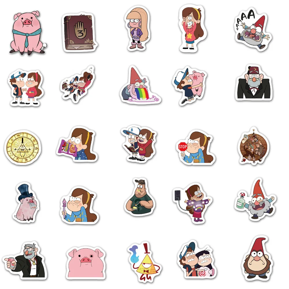 10/30/50 PIÈCES Disney Dessin Animé Gravity Falls Autocollants Mignon Anime Jouets Autocollants Pour Skateboard Téléphone Bagages Ordinateur Portable Réfrigérateur Enfants Autocollant