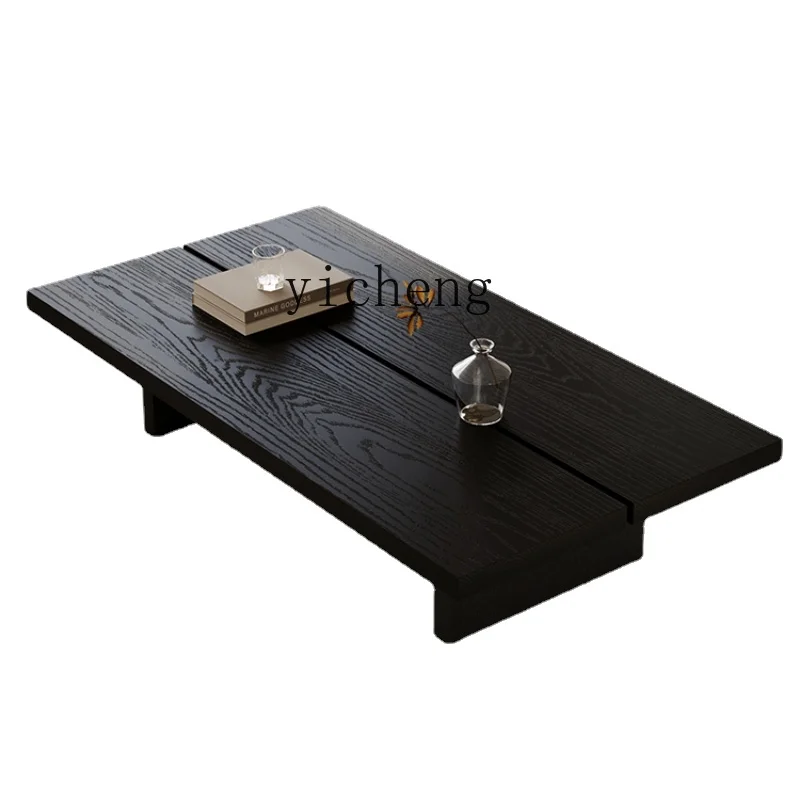 

Zf Solid Wood Tea Table Living Room Home Light Luxury Modern Balcony Carbonized Tea Table