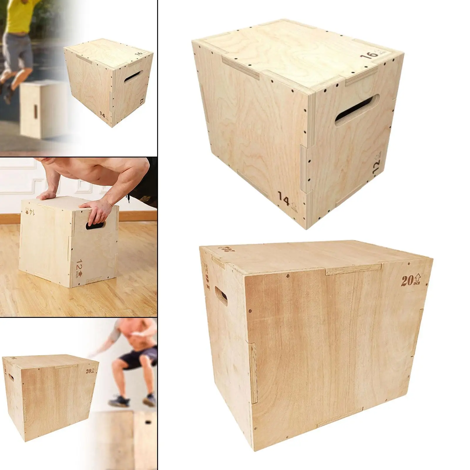 Caja Plyo de madera, equipo de ejercicio, caja fotométrica versátil, caja de agilidad 3 en 1, caja de realce para saltar, sentadillas, fitness, salones, bocas