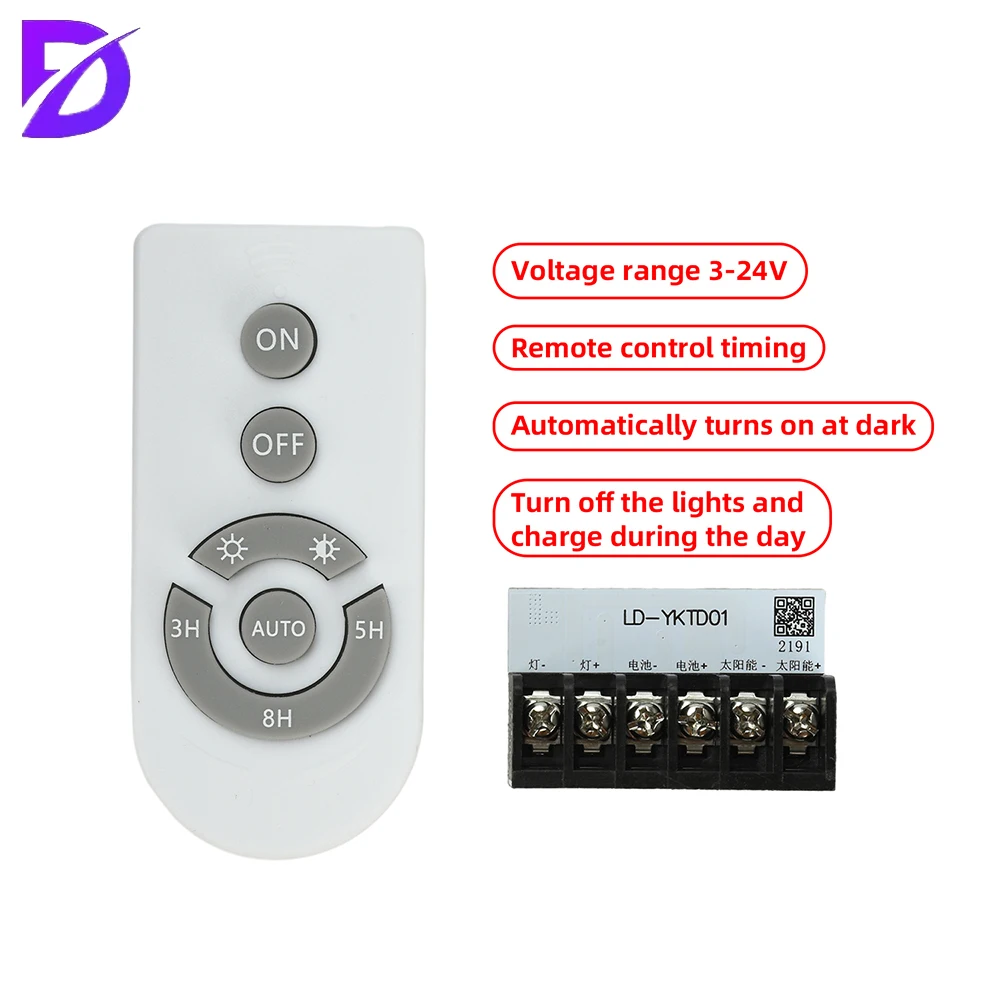 Solar Light Driver Control Board Remote Control 12V 24V LED Driver Automatic On/Off Outdoor Lighting DIY Garden Streetlight