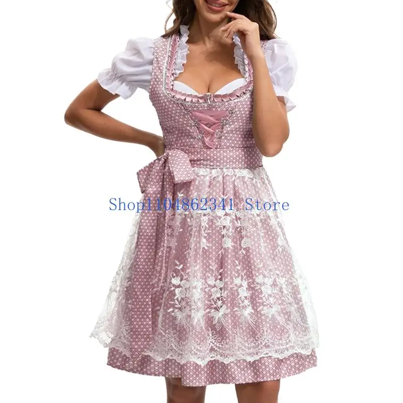 

5asd пивной костюм Dirndl платья блузка фартук немецкий баварский комплект костюмов Октоберфеста