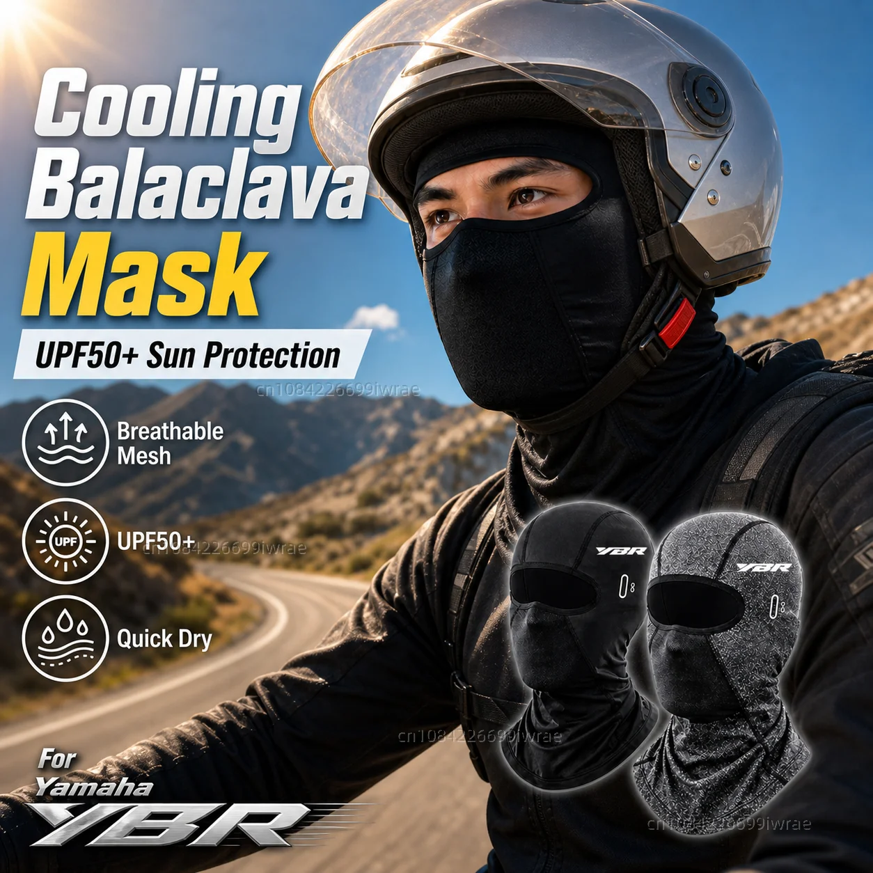 

Cooling Motorcycle Balaclava Mask UPF50+ UV Protection Breathable Face Cover Summer For Yamaha YBR125 YBR150 YBR250 YBR 125