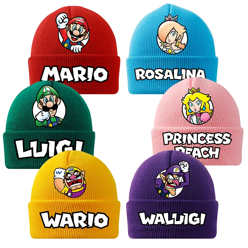 

Super Marios Bros вязаная шапка для маленьких мальчиков, зимняя мягкая теплая детская шапка для девочек, детские шапки с героями мультфильмов, шапка-бини, рождественский подарок