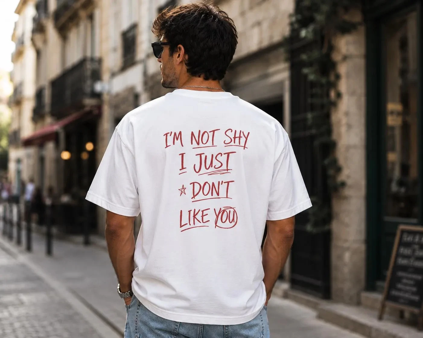 I'm Not Shy I Just Don't Like You – Back Print Graphic Tee Sarcastic Introvert Shirt  Men's High-Quality T-Shirt Fashion Trend