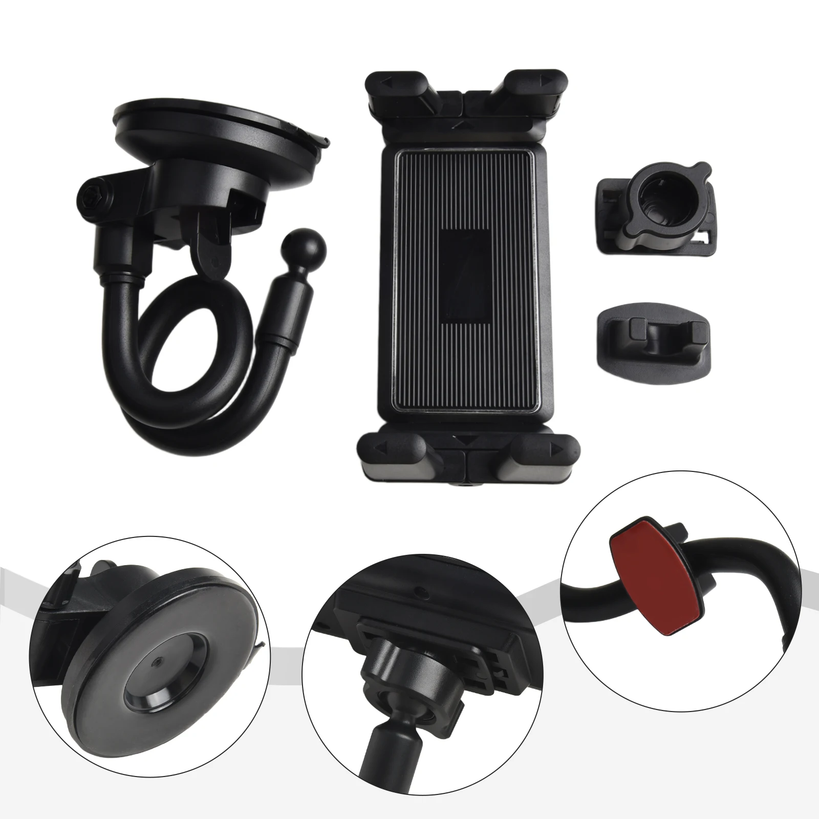 Tilt And Rotate Capable Vehicle Mounted Tablet Holder Supporting Sizes From Four Point Seven To Nine Point Six Inchs