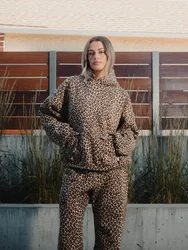 HOUZHOU-Hoodies de leopardo feminino, Harajuku Vintage, Hip Hop, moletom oversize, blusa casual solta, streetwear estético grunge, Y2k