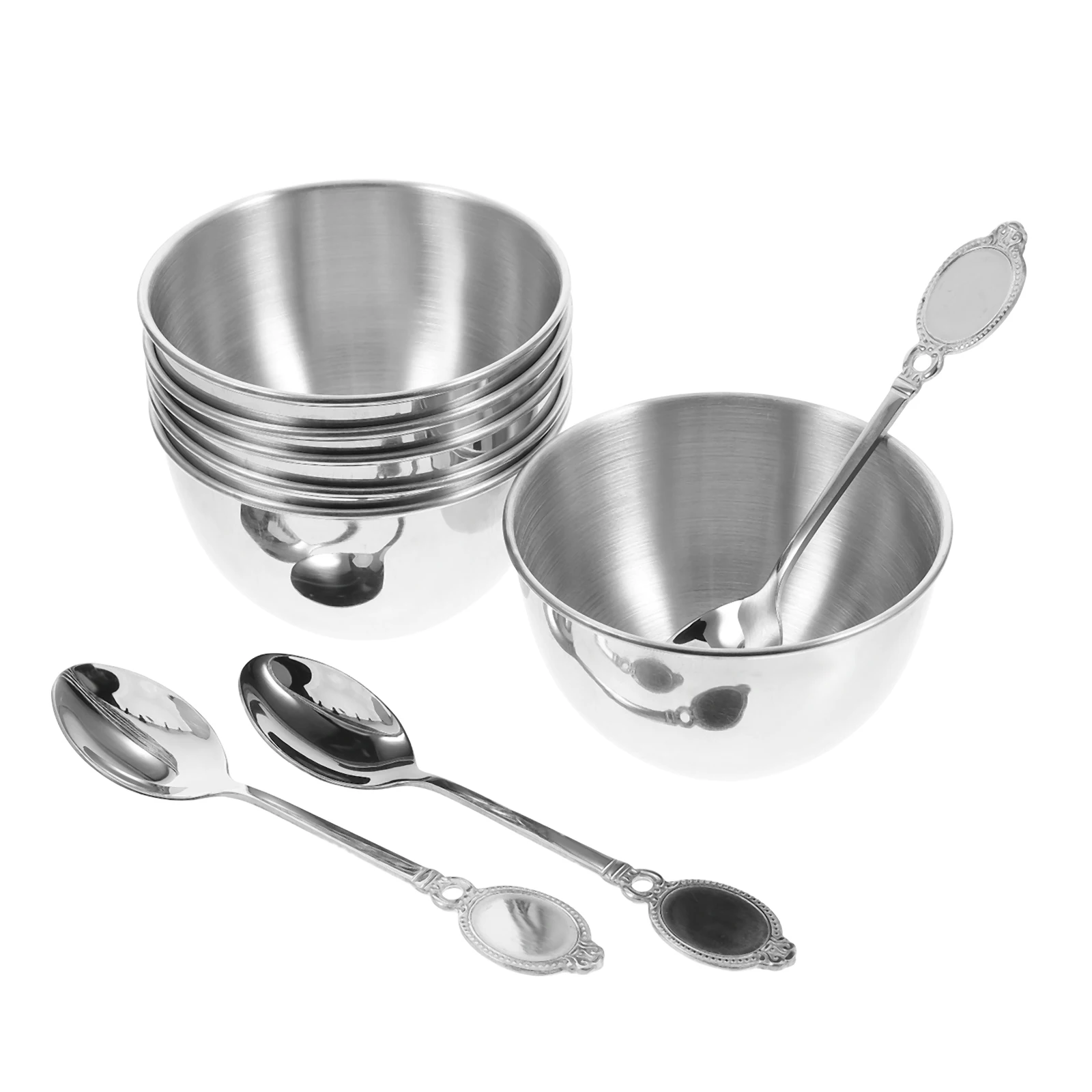 

9Pcs Durable Stainless Steel Dipping Bowls Compact Design Spoons Included for Sushi Condiments Sauces and More