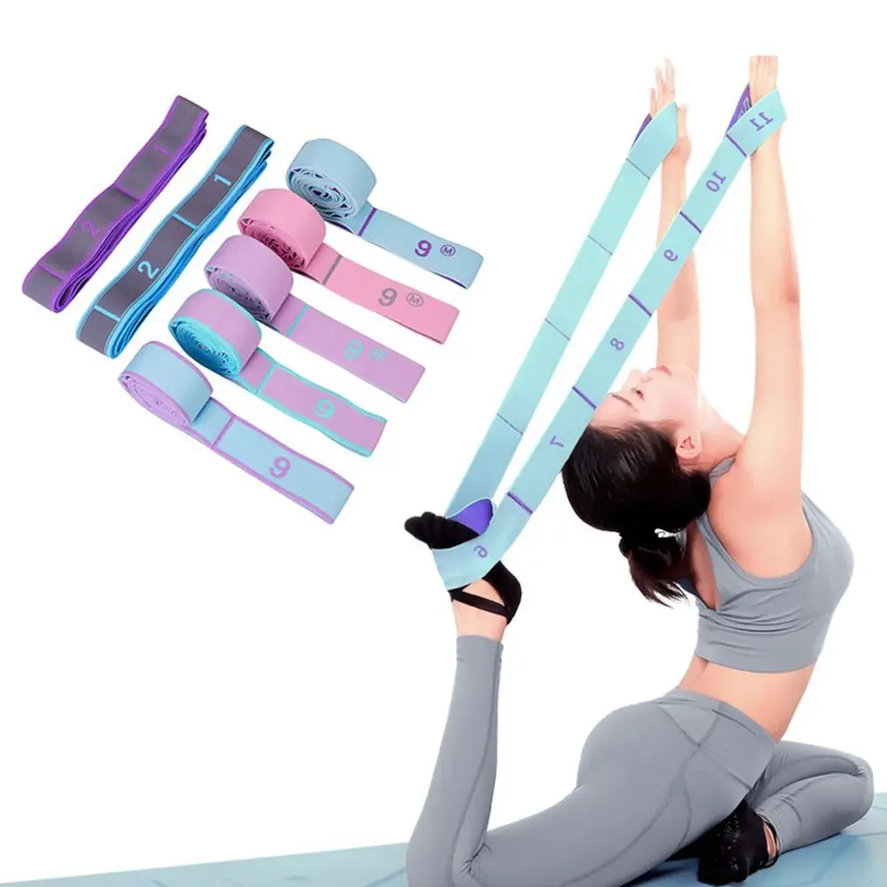 Multi-functional Elastic Yoga Stretching Belt Digital Adjustable Resistance Band 10/12 Grid Yoga Pull Strap Adult Child