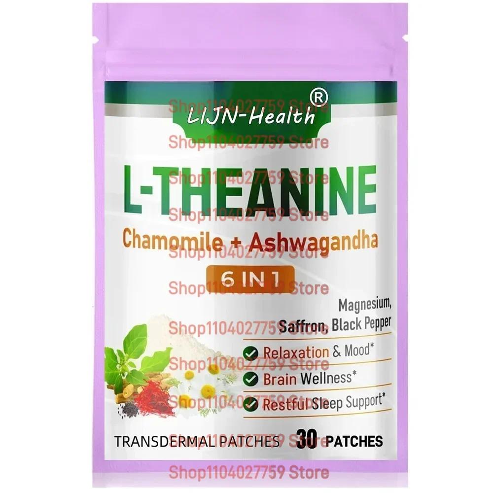 30 Patches L-Theanine Transdermal Patches with Magnesium, Ashwagandha, Saffron, Chamomile - Support Relaxation