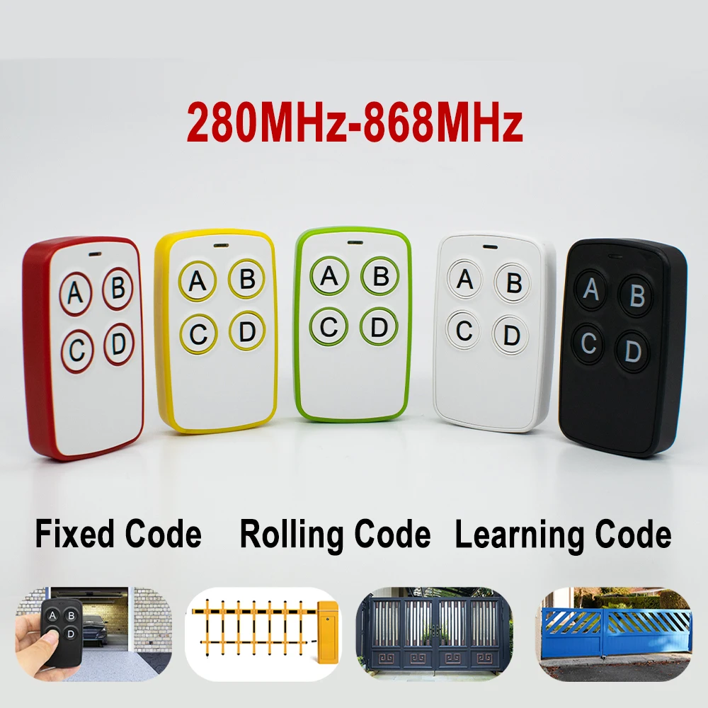 รีโมทคอนโทรลประตูโรงรถอเนกประสงค์ 280-868MHz 433MHz แบบรีดรหัส  สำหรับคัดลอกสัญญาณ  คล้ายกุญแจรีโมทประตู