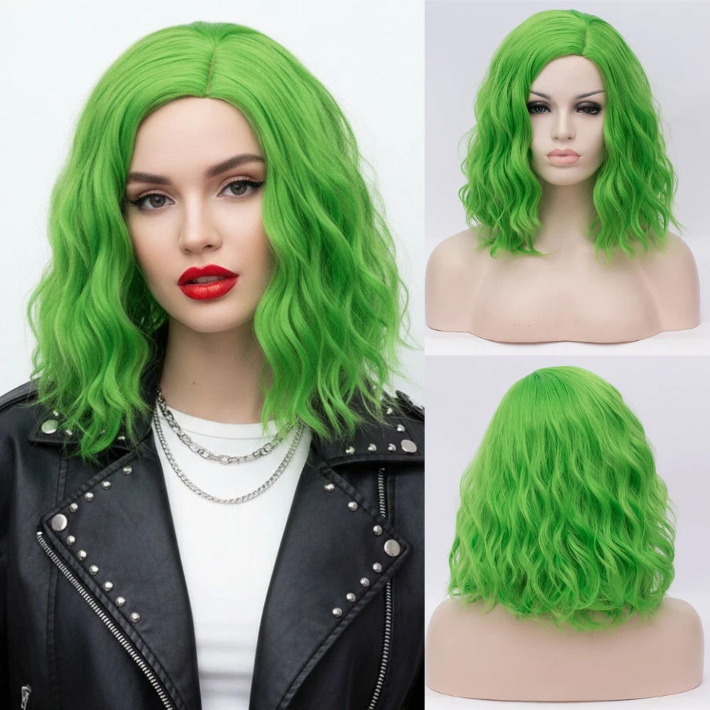 MSIWIGS kobieta zielone peruki krótkie kręcone żaroodporne syntetyczne różowe niebieskie rude włosy dla czarnych białych kobiet Cosplay Lolita Bob peruki