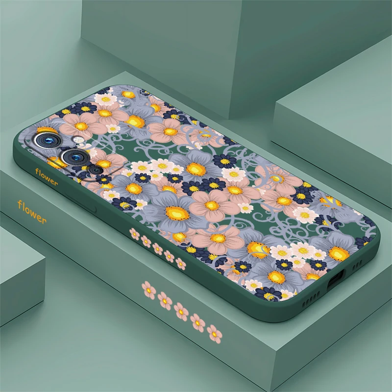 For Oneplus 9 8T Fashion Flower Print Phone Case For Oneplus 9 8 Pro Camera Lens Protection Matte Soft Silicone TPU Cover