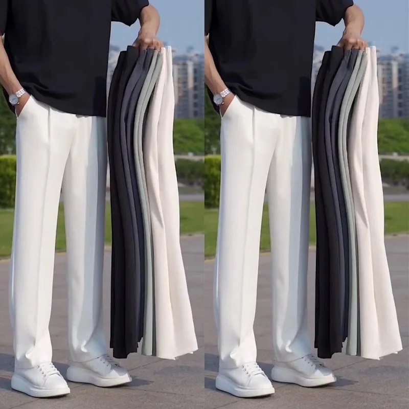 

Мужские летние модные брюки ACMEOSTUDO: широкие, из ледяного шелка, струящиеся, свободные, повседневные, дышащие, универсальные, длинные, молодежные