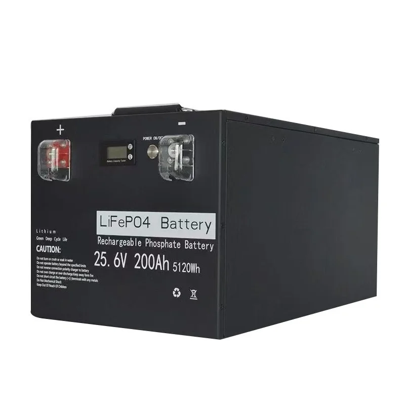25.6V 200Ah Lithium Iron Phosphate Battery 5120Wh Energy Storage Pack RV Camping Off‑Grid Backup Power