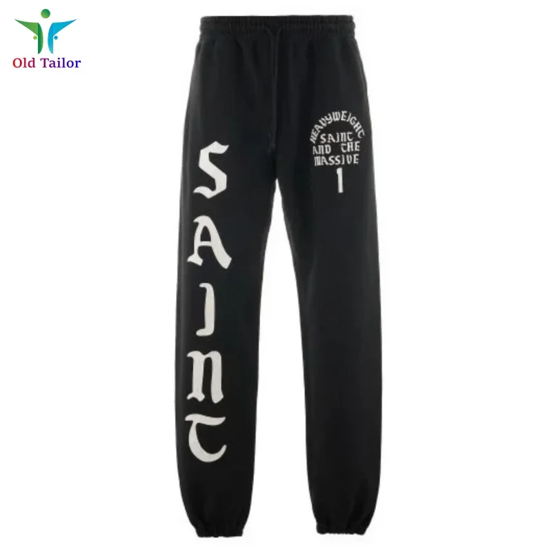 SAINT 24SS Letters Logo Print Vintage Sports Washed Sweatpants High Street Mens Womens Cotton Drawstring Lounge Pants