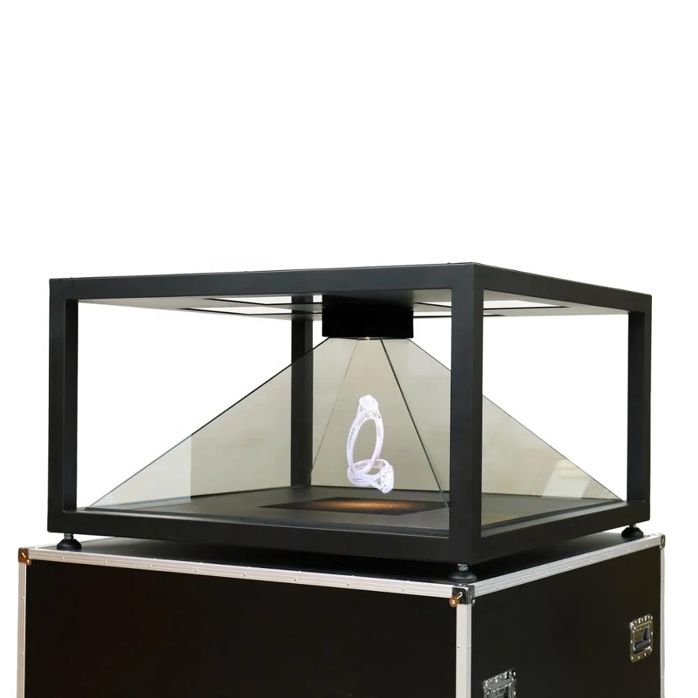 

360 degree 3D Pyramid Hologram Display Showcase/Clear 3D hologram pyramid holobox watch glass