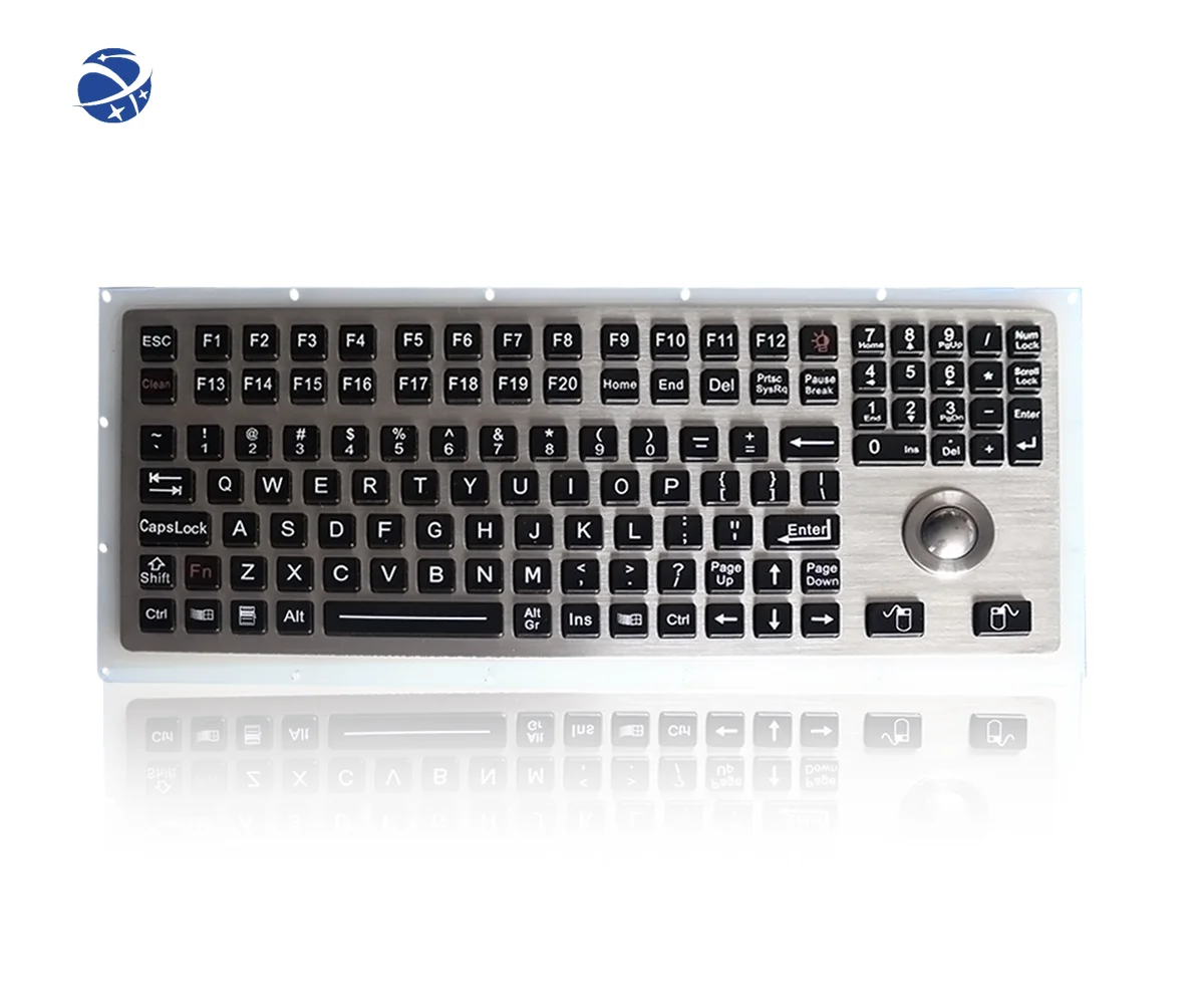 vandal proof stainless steel industrial Marine keyboard with optical trackball keyboard