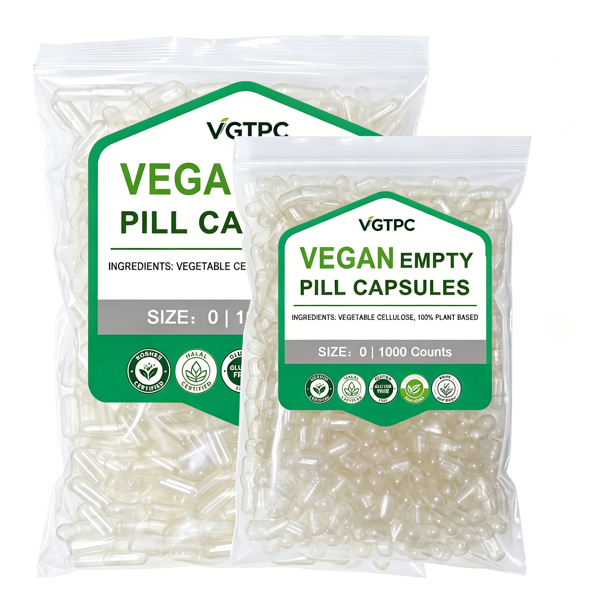 1000Pcs Standard Size 0 Empty Vegan Capsules Shell Clear Transparent DIY Vitamins Hollow Separated Capsules