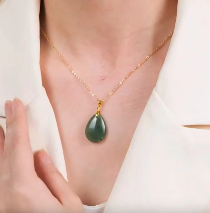 Neue Modische Naturstein-Kristall-Anhänger Tropfenförmiger Einfacher Anhänger Halskette Ohrringe Schmuckherstellung Mit Kette Collier – Detail 9