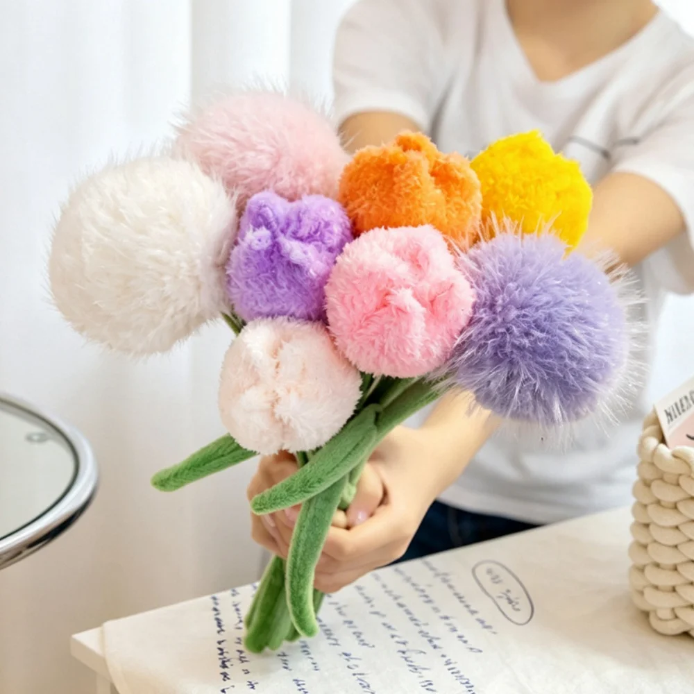 Multiple Styles Beautiful Tulip Sunflower Plush Toys Creative DIY Bouquet Soft Stuffed Colorful Flower Toys Home Decor