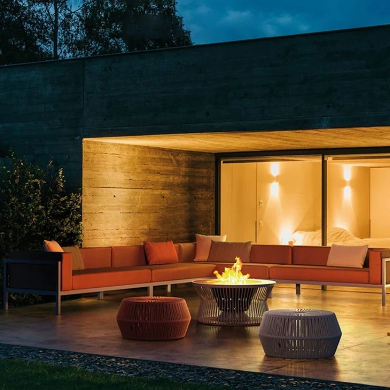 Outdoor sofa side table small coffee table mini round Internet celebrity small rope weaving creative round pier