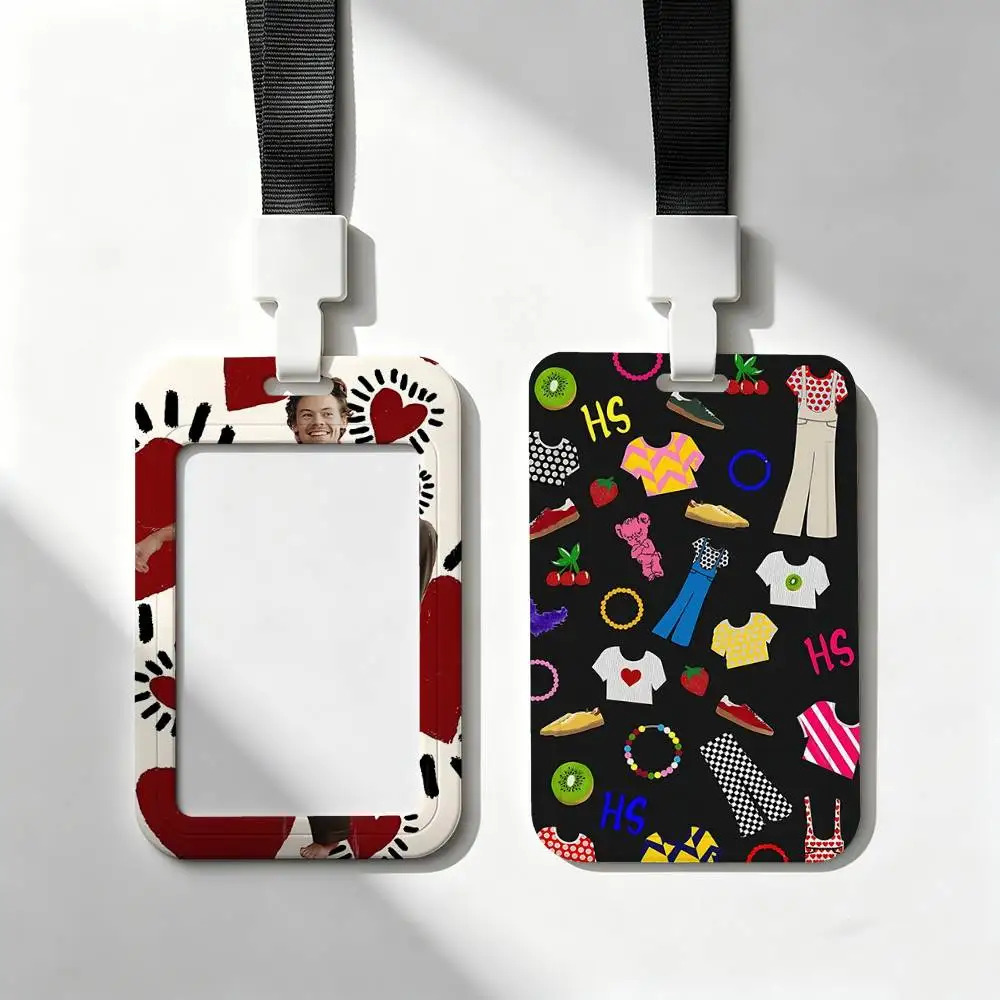 

Pop H-Harry S-Styles Card Holder Neck Strap Pendant Door Badge Holder Lanyards Keychain Work Credential Case Gift