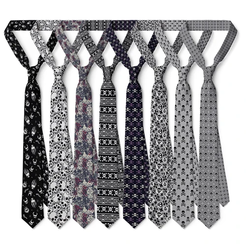 Imagen 2 del producto Corbata informal de 8cm para hombre, novedad creativa, divertida corbata con estampado de calavera de dibujos animados, accesorios para fiesta de boda, regalo de negocios