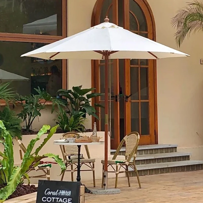 Sunshade outdoor courtyard umbrella balcony solid wood pillar umbrella villa terrace garden sun umbrella