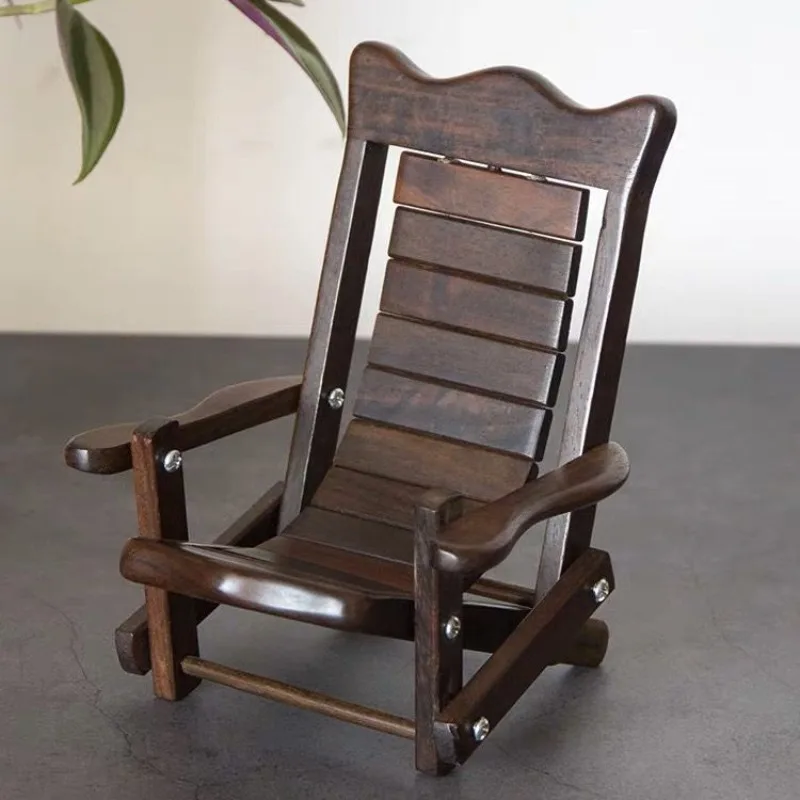 حامل هاتف مصنوع يدويًا من خشب الورد، منظم سطح المكتب قابل للطي، كرسي صغير بتصميم حرفي من الخشب الصلب لتزيين المكاتب المنزلية