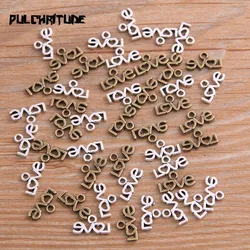 100PCS 7*12mm Two Color Vintage Metal Zinc Alloy Small Letters love Charms Fit Jewelry Animal Pendant Charms Makings