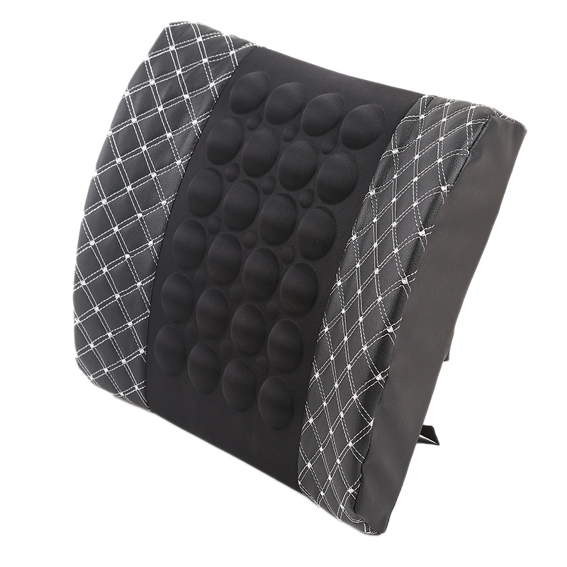 

Car Electric Pillow Waist Massager Pillow Soft Cotton Back Support Office Chair Lumbar Pillow Dc12V Black and White