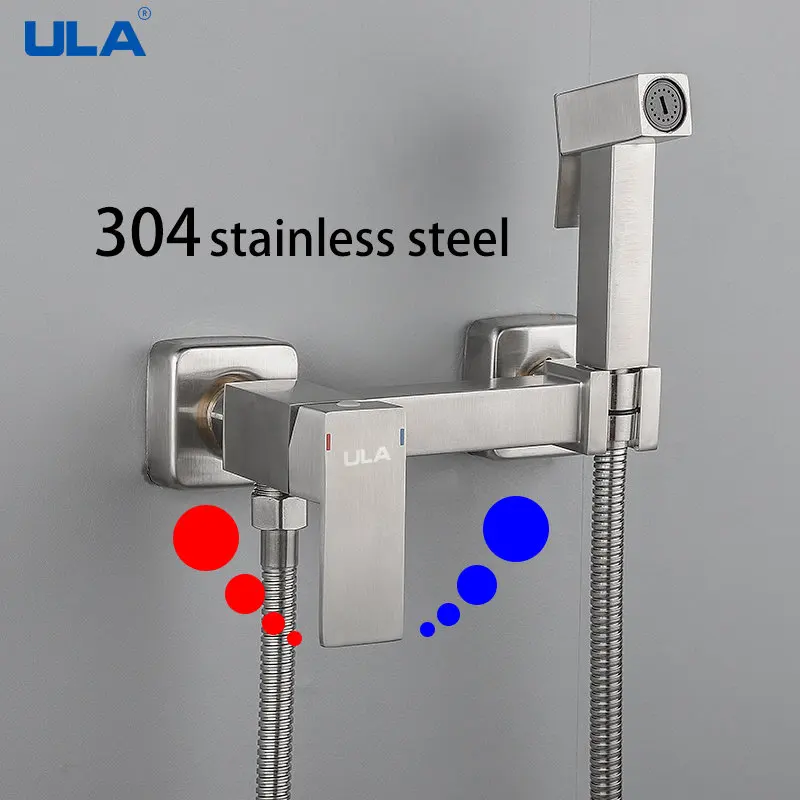 ULA Shower Bidet Faucet Black Mixer Faucets Muslim Shower Ducha Cold&Hot Water Mixer Crane Square Shower Sprayer Hygienic Shower