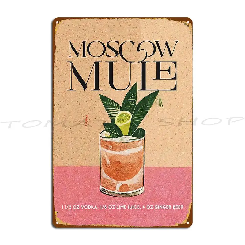 Moscow Mule Retro Cocktail Poster Metal Plaque Poster Club Wall Decor Funny Decoration Create  Tin Sign Poster