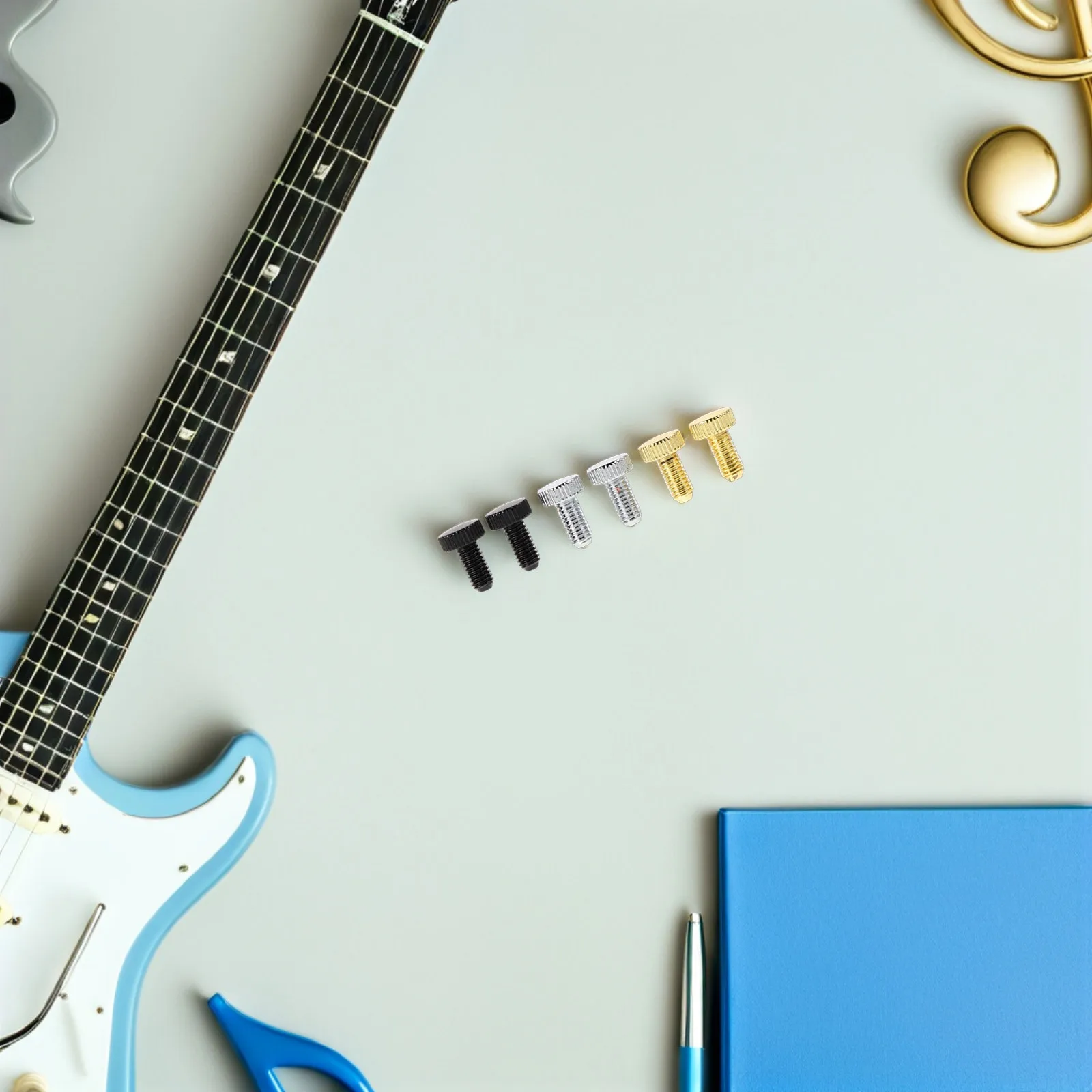 6 pçs guitarra elétrica ponte sela parafuso m5x13mm conjunto de substituição de ferragem de metal para desempenho estável adequado para prática