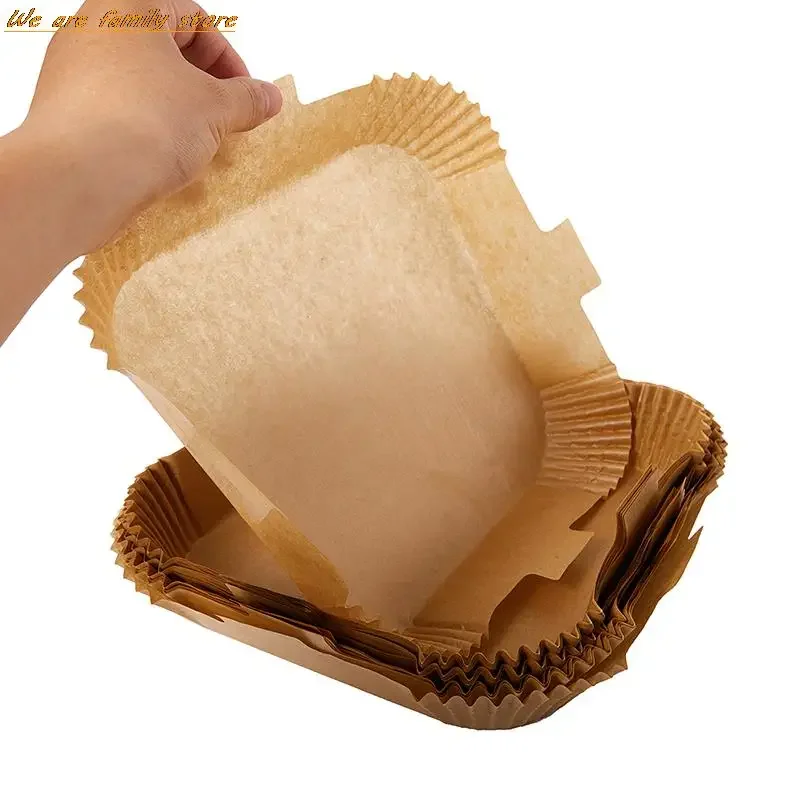 50 Pçs/lote Descartável 24 CENTÍMETROS Liner de Papel Vegetal Anti-Aderente Fritadeira Ar Óleo-Prova Food Grade Papel De Pergaminho de Papel Accesorios