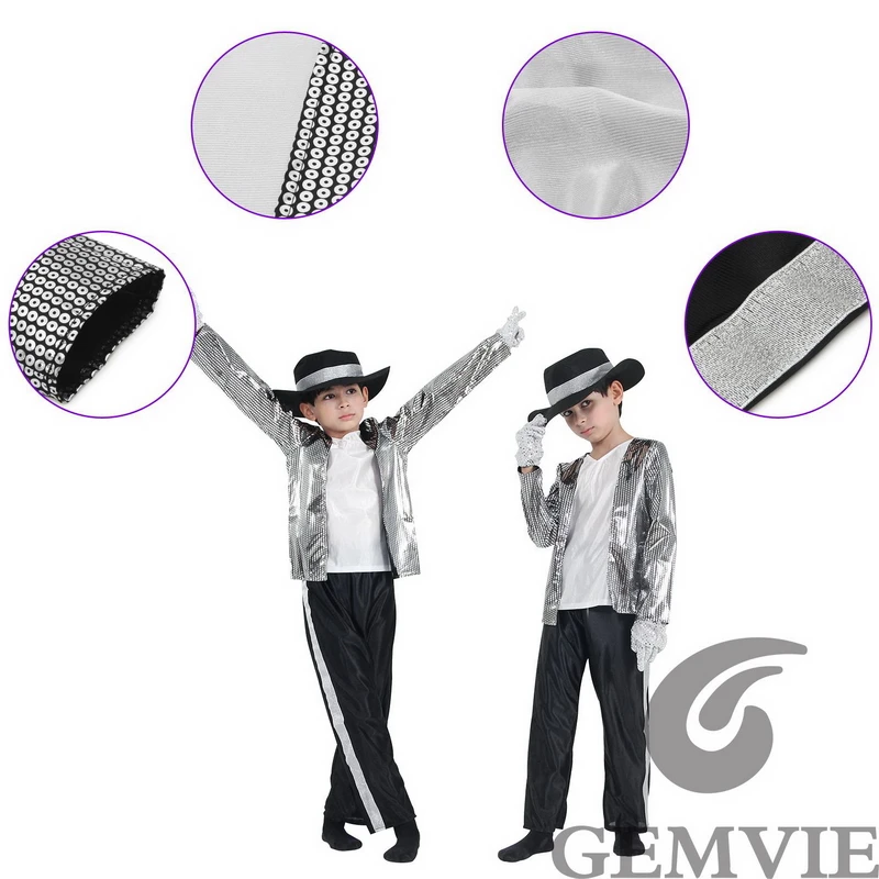 Halloween Kids Children Singer Dancer Cosplay Costumes Carnival Stage Performance Top Pants Hat Gloves Suit
