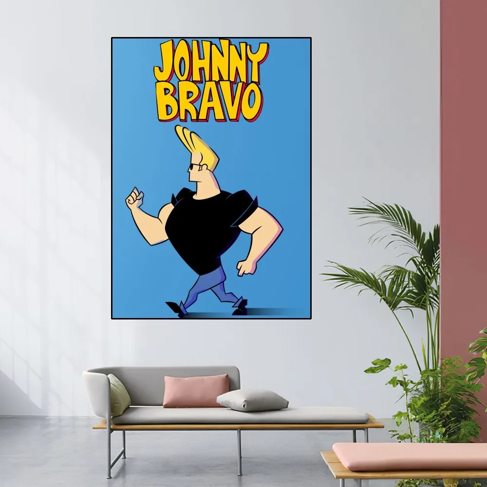 J-Johnny Bravo Cartoon Poster Home Room Decor Livingroom Bedroom Aesthetic Art Wall Painting Stickers