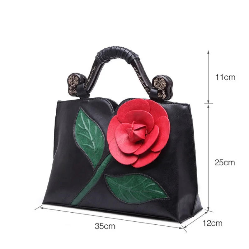 2024 Women\'s New Fashion Big Flowers Elegant National Style Handbags Large Capacity Tote Shoulder Bags Dress Wedding Party