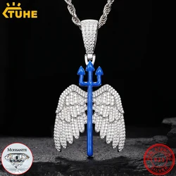 TUHE Unisex S925 Pendant Necklace Iced Out Moissanite Gold Silver Color Charm Hip Hop Fine Jewelry