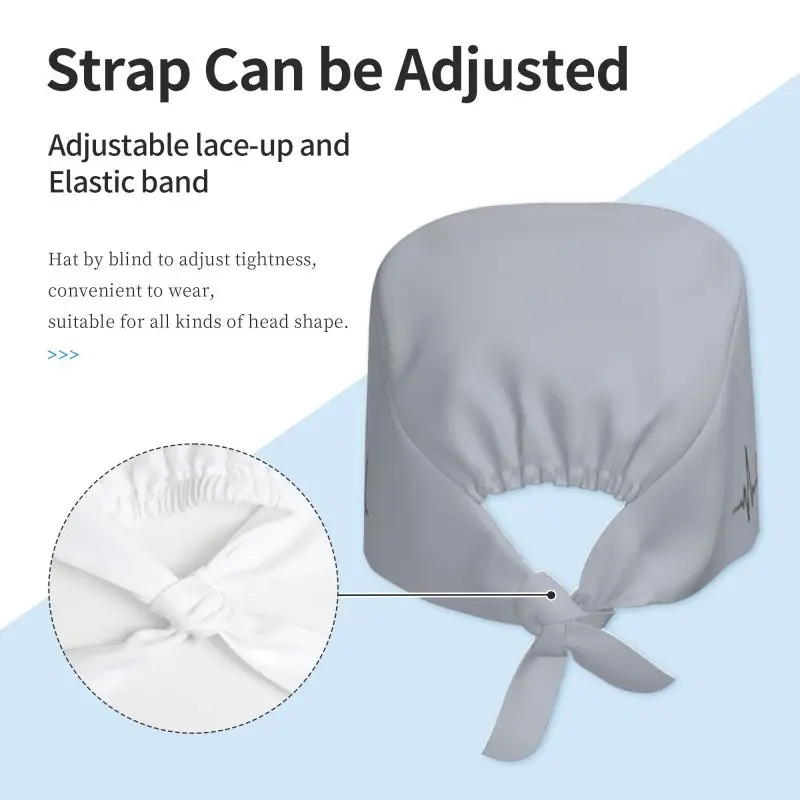 Heart line electrocardiogram Surgical Hat Medical Cap Nursing Hat Velvet Hospital Clinic Hat Stretch Hygiene Dental Work Cap
