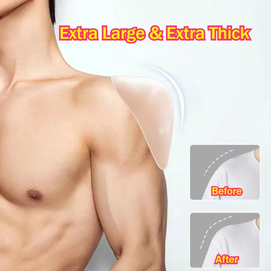 2PCS Men Invisible Silicone Shoulder Pads Functional Underwear Accessories Male Thickened Anti Slip Cosplay Use Muscle Enhancer